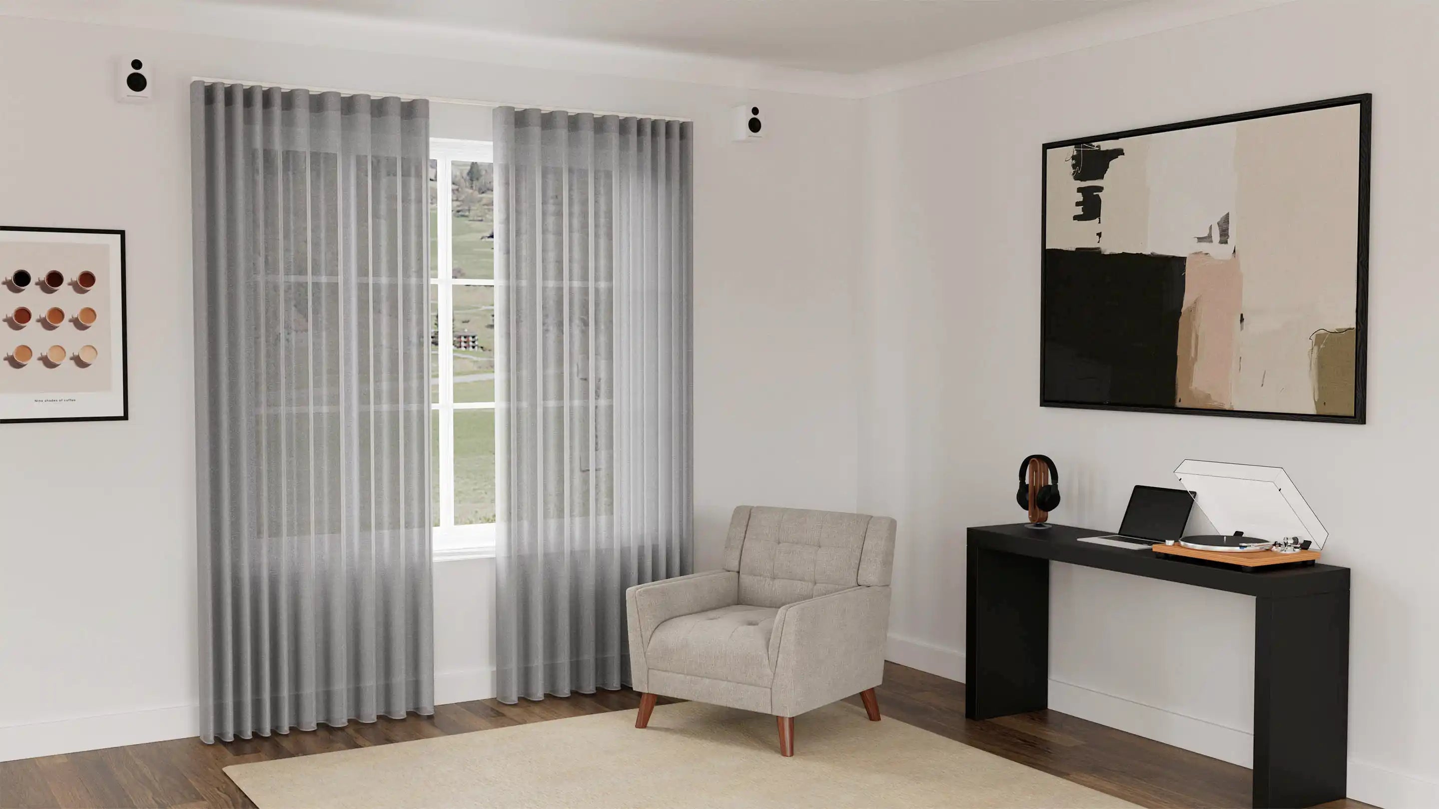 Astra Sheer Curtain & Simplicity Blockout Curtain Double