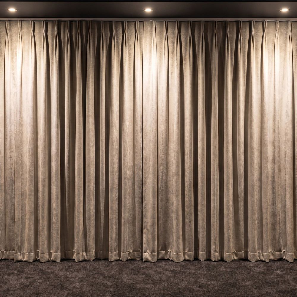 Amsterdam Curtain in Balsa, twin pleat on a ceiling track