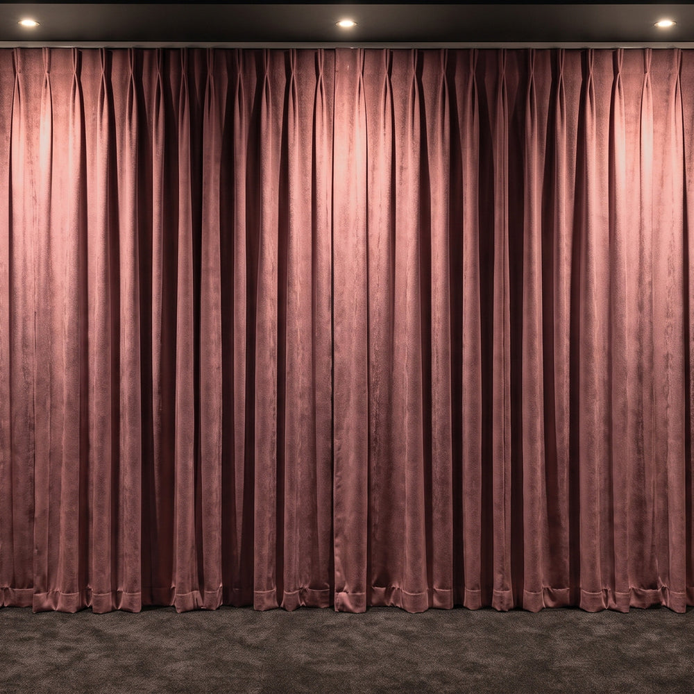 Amsterdam Curtain in Blush, twin pleat on a ceiling track
