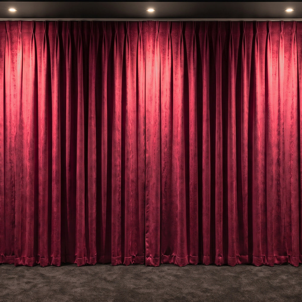 Amsterdam Curtain in Cherry, twin pleat on a ceiling track
