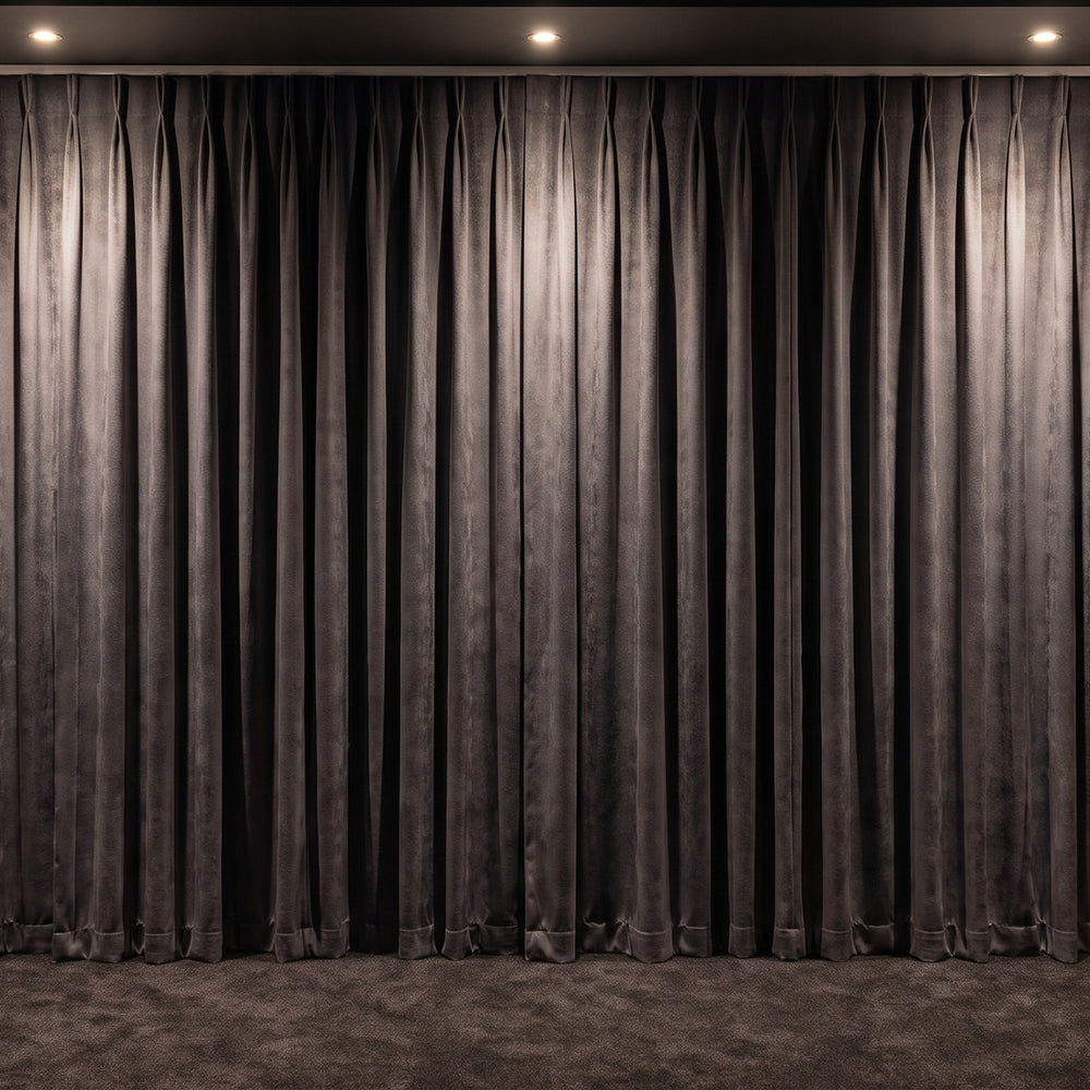 Amsterdam Curtain in Graphite, twin pleat on a ceiling track