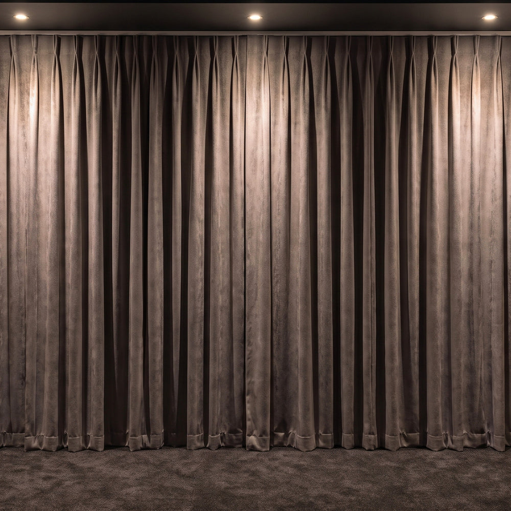 Amsterdam Curtain in Mocha, twin pleat on a ceiling track
