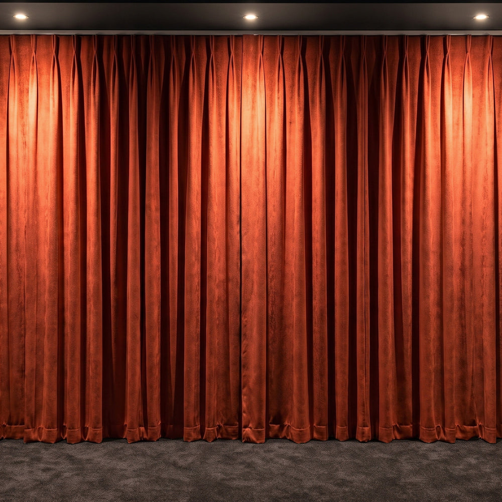 Amsterdam Curtain in Ocre, twin pleat on a ceiling track
