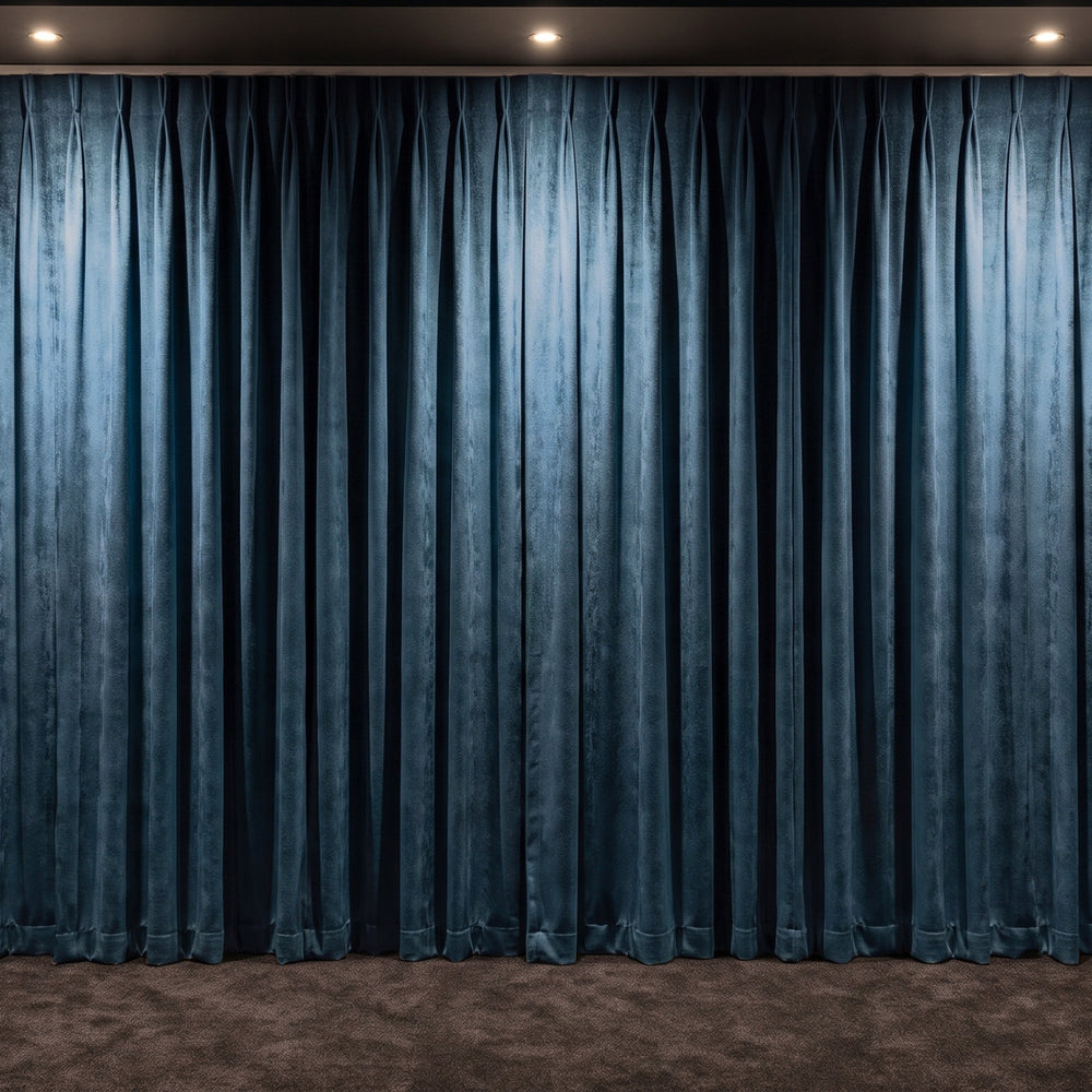Amsterdam Curtain in Peacock, twin pleat on a ceiling track