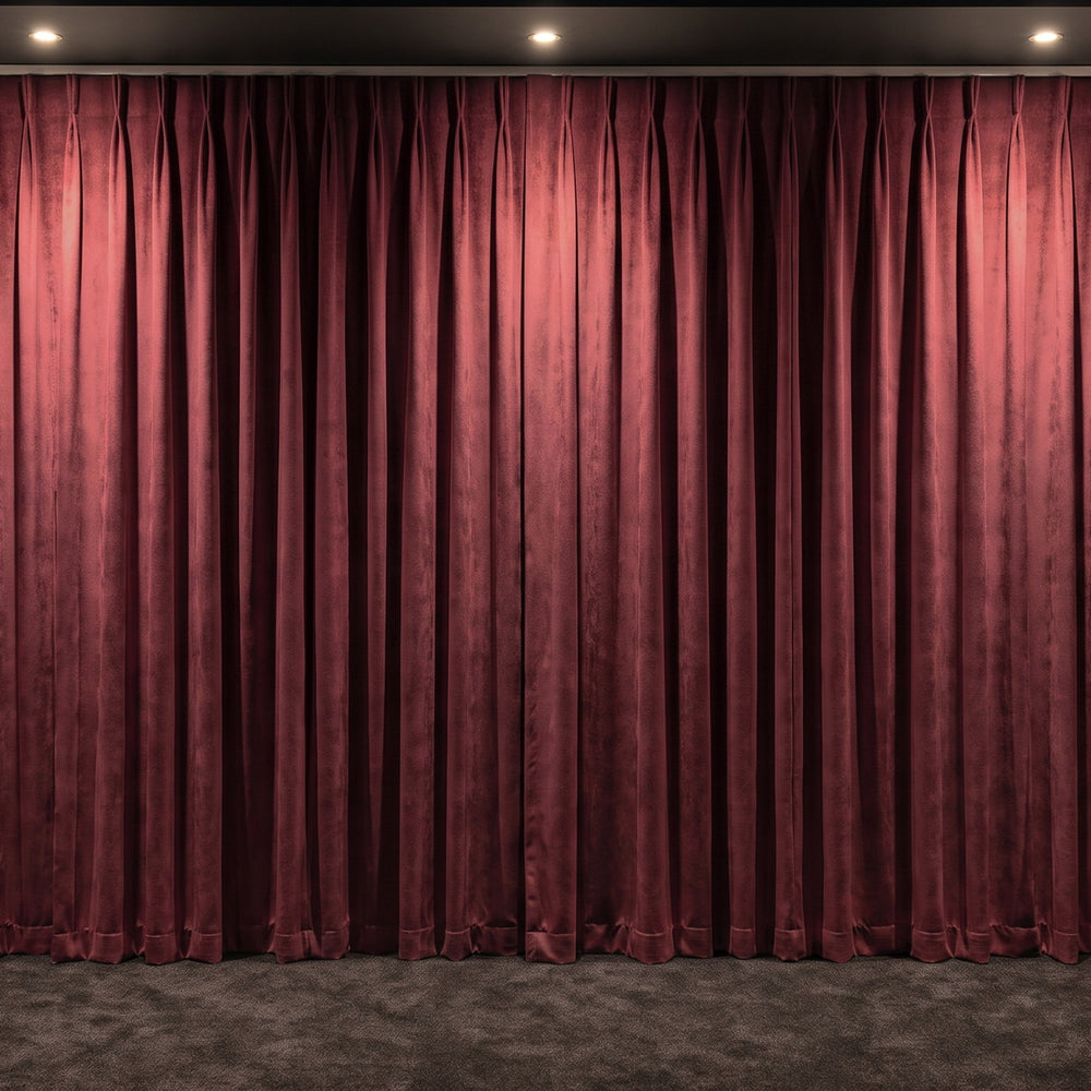 Amsterdam Curtain in Wine, twin pleat on a ceiling track