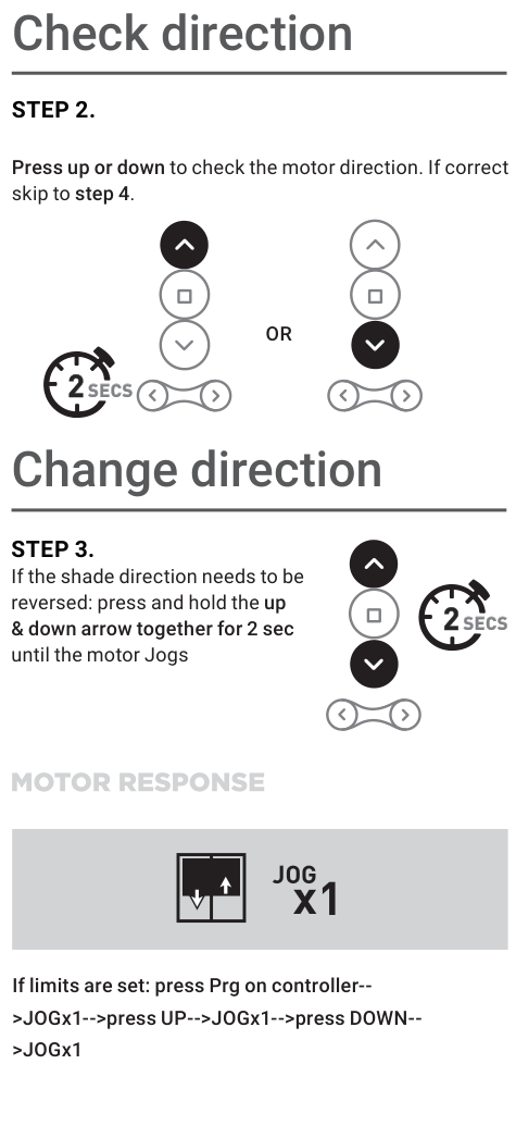 Checking and reversing the motor direction