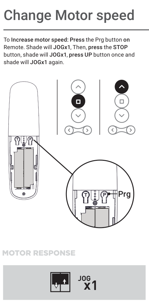 Changing motor speed with the Prg button