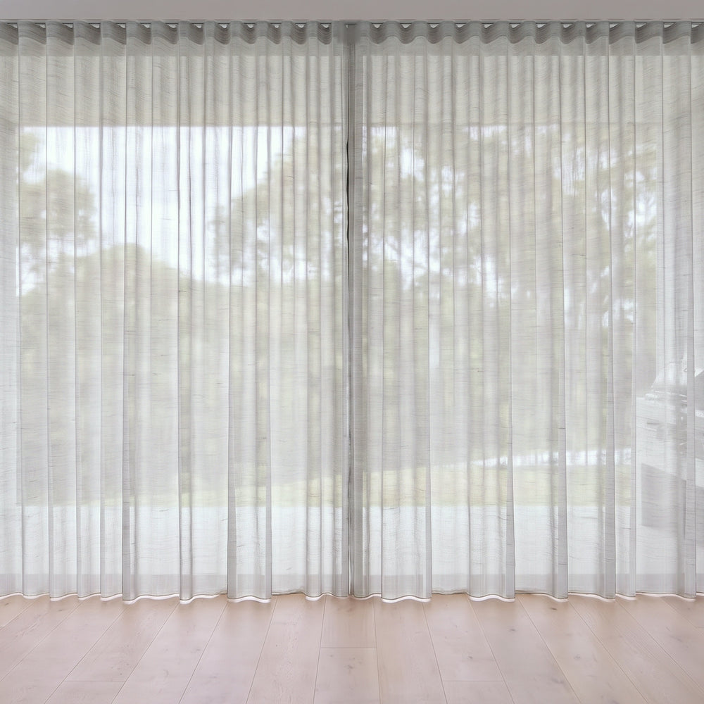 Blythe Sheer Curtain in Dusk, S-fold on a ceiling track