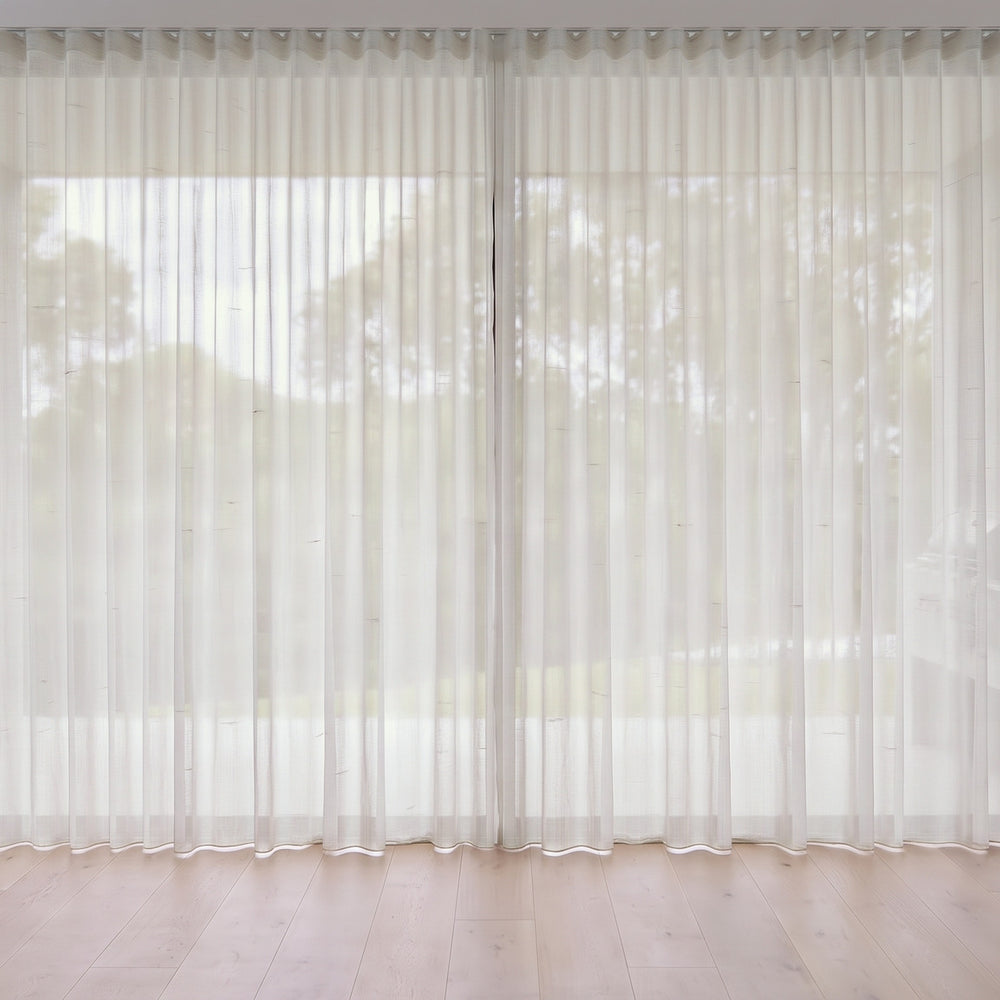 Blythe Sheer Curtain in Marble, S-fold on a ceiling track