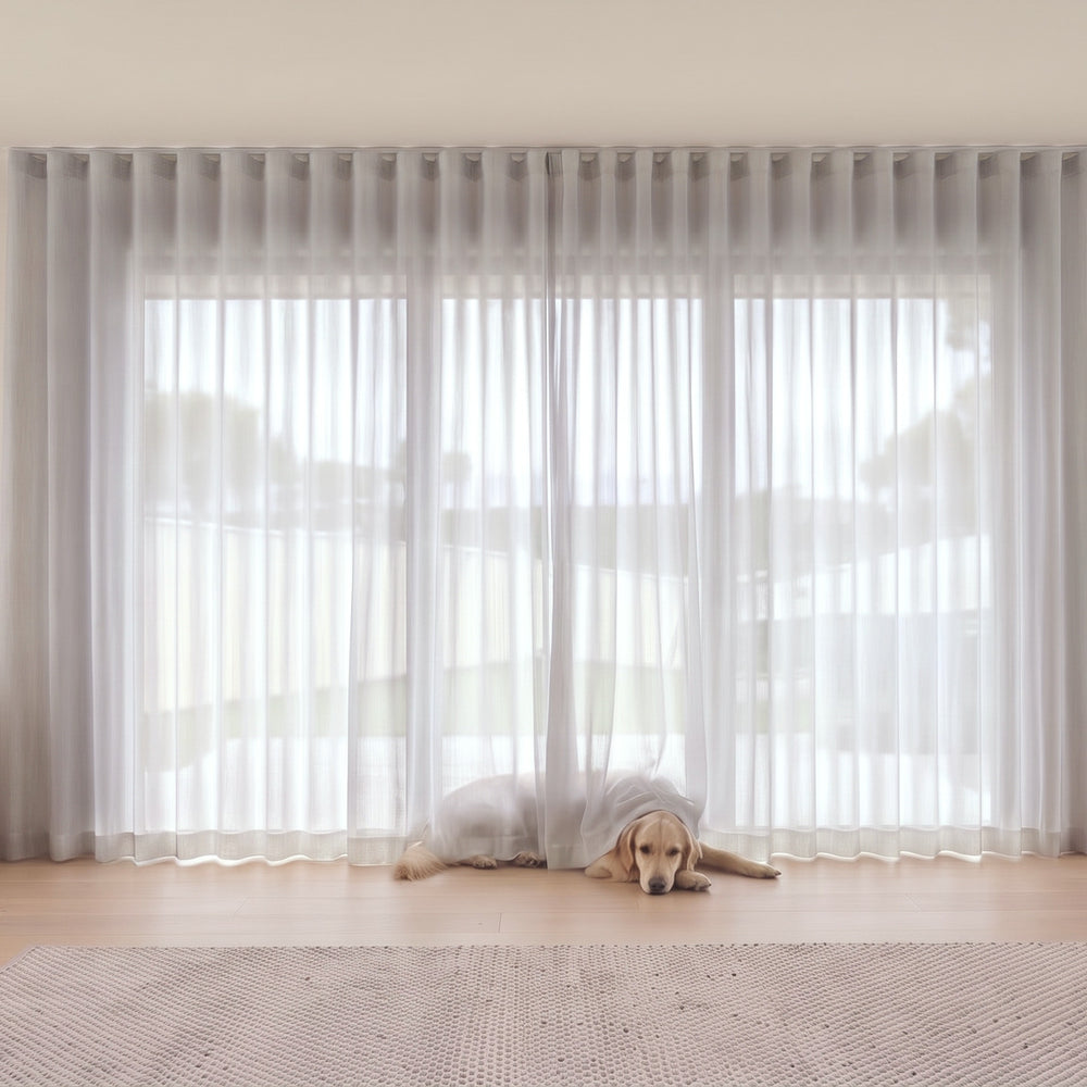 Cloud Sheer Curtain in Rope, S-fold on a ceiling track