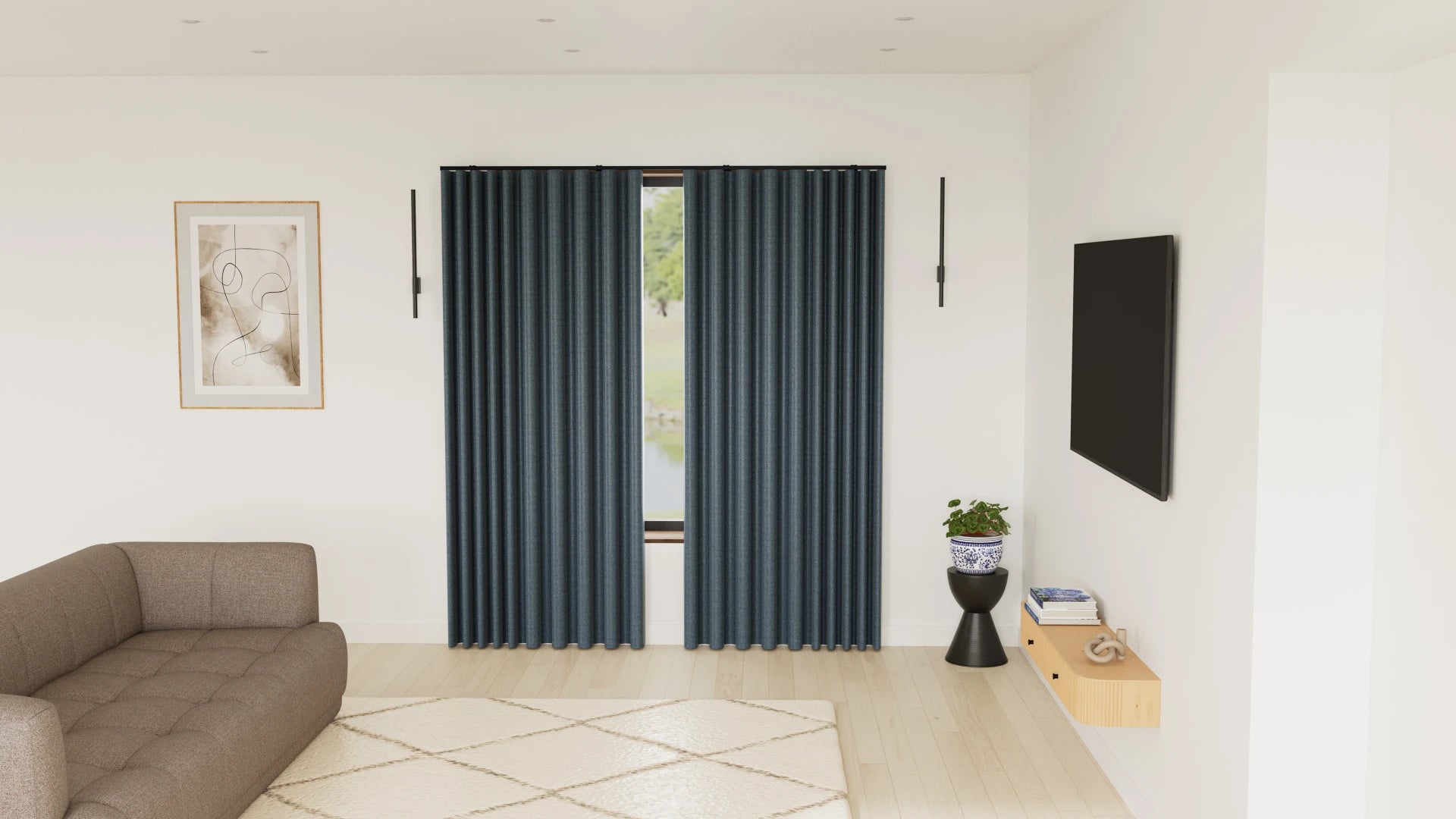 Galaxy Blockout Curtain & Lucern Sheer Curtain Double