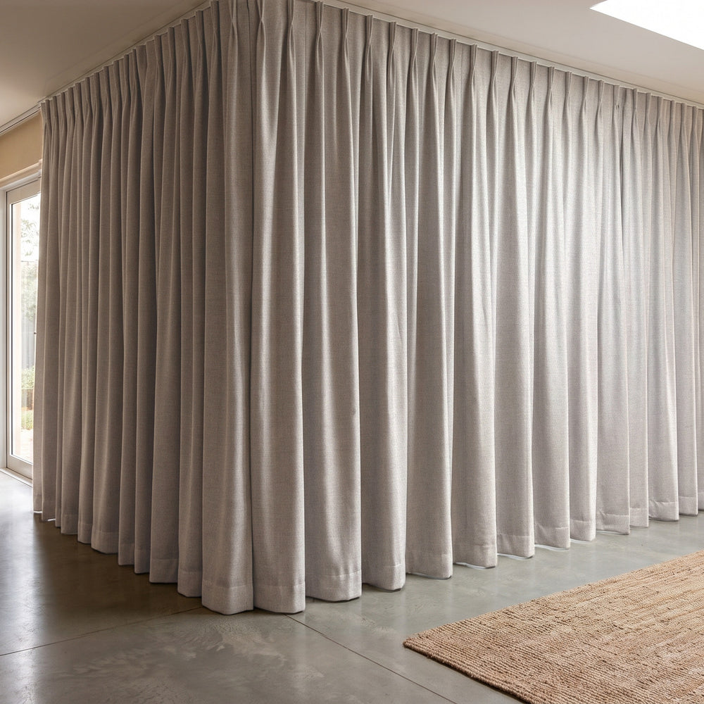 Galaxy Blockout Curtain in Mars, twin pleat on a ceiling track