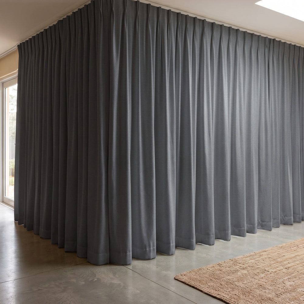 Galaxy Blockout Curtain in Saturn, twin pleat on a ceiling track