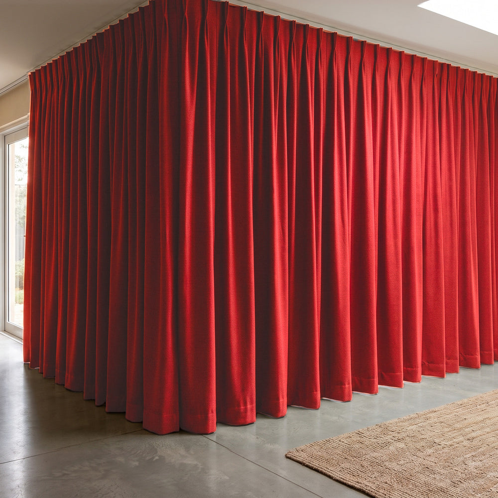 Galaxy Blockout Curtain in Solar, twin pleat on a ceiling track