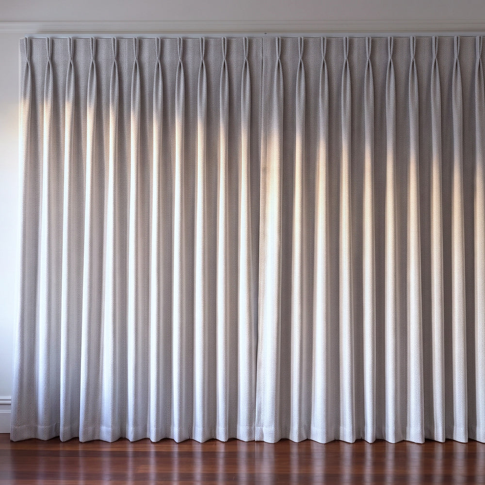 Halifax Blockout Curtain in Chalk, twin pleat on a ceiling track