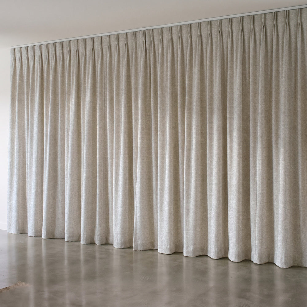 Harris Blockout Curtain in Antique, twin pleat on a ceiling track