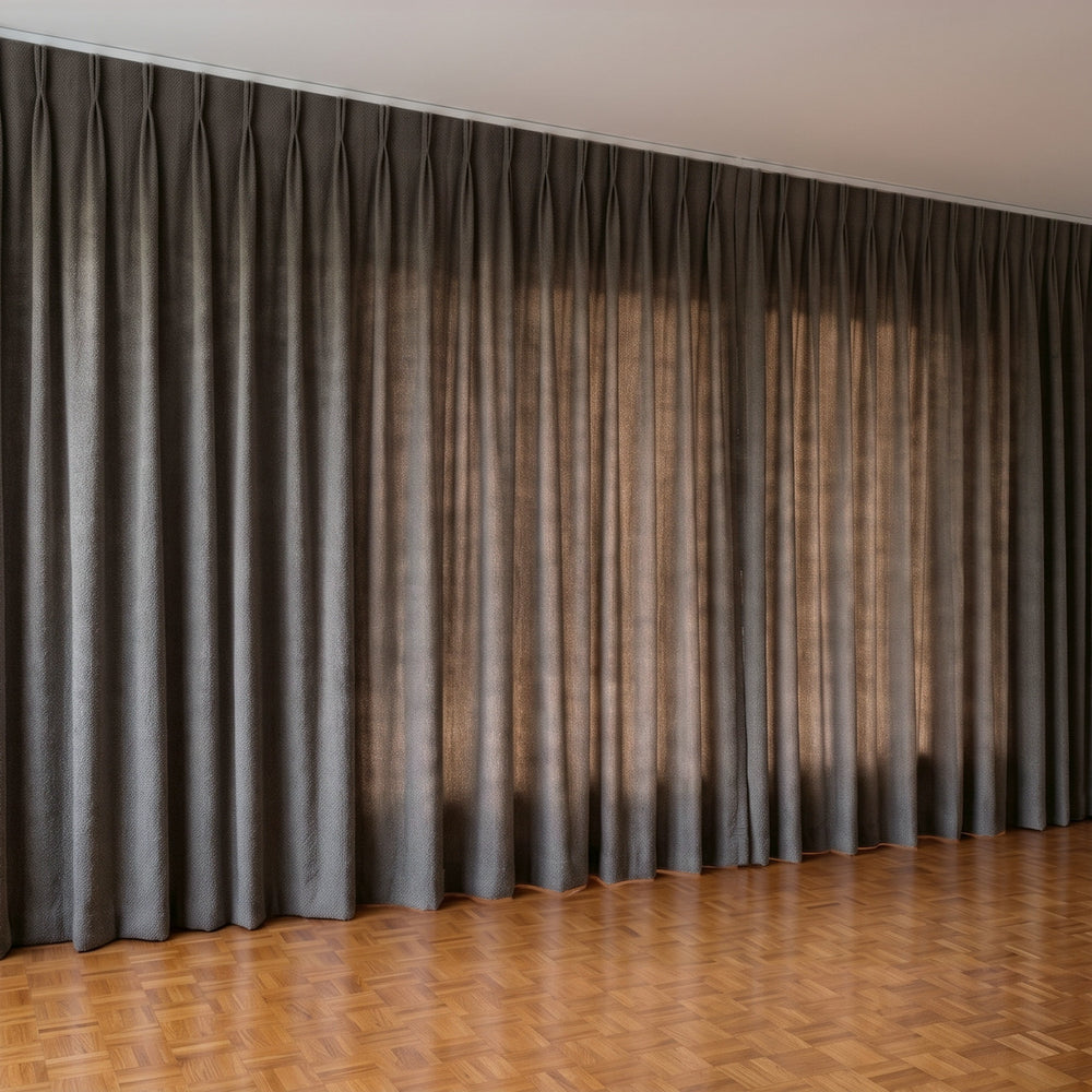 Havana Unlined Curtain in Buffalo, twin pleat on a ceiling track