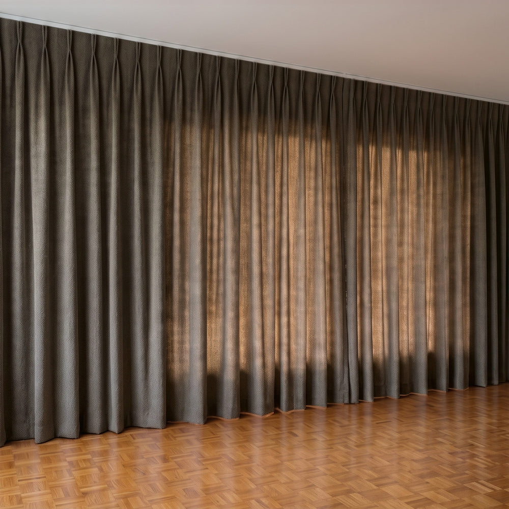 Havana Unlined Curtain in Nutmeg, twin pleat on a ceiling track