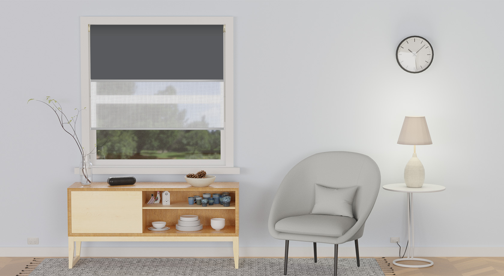 Blockade & Durascreen Double Roller Blind - Blockade blockout paired with Durascreen | Buy Online & Save!