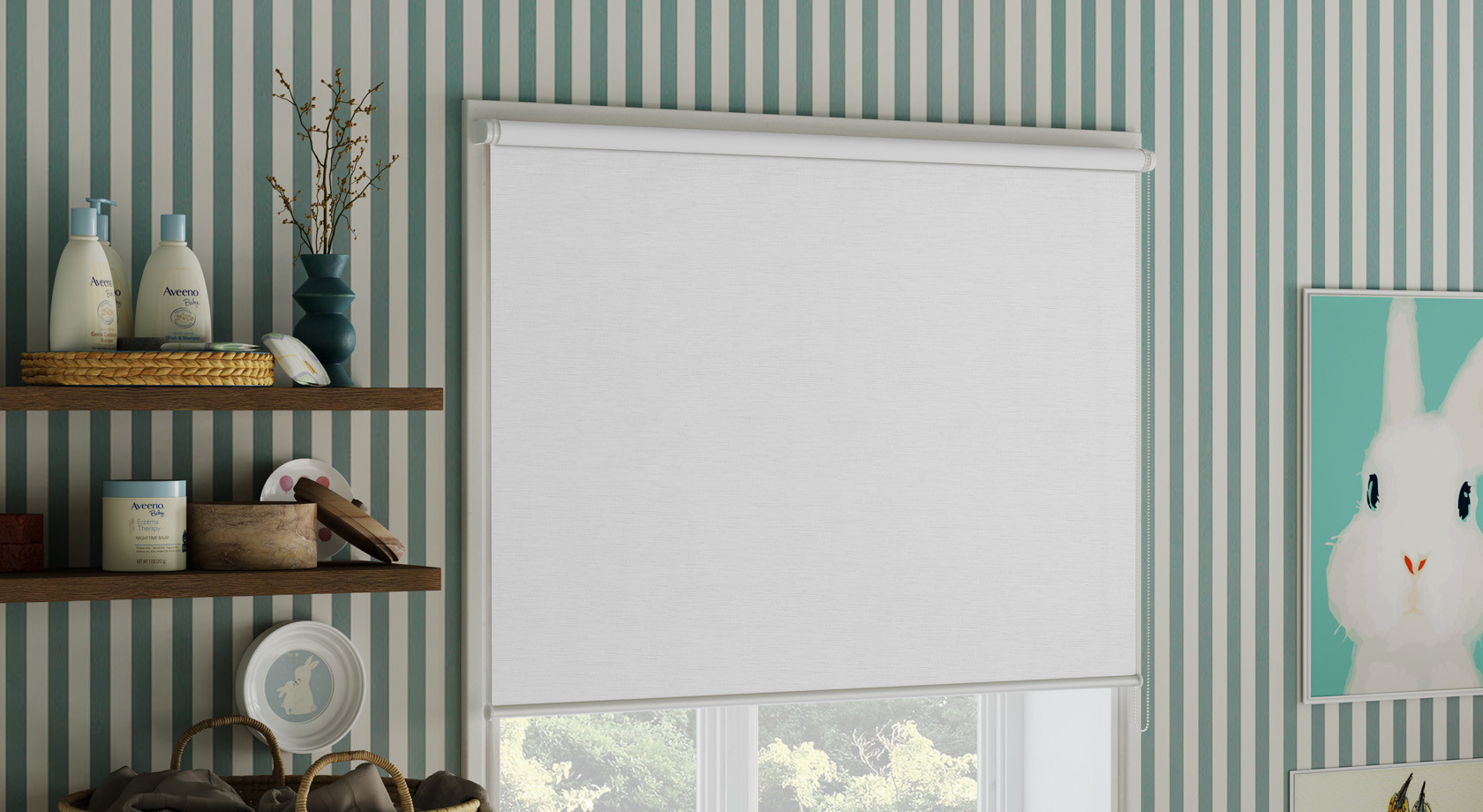 K Home 541842 – 4 Mini Blind Blackout – Fabric white 150 x 70 x 2.25  